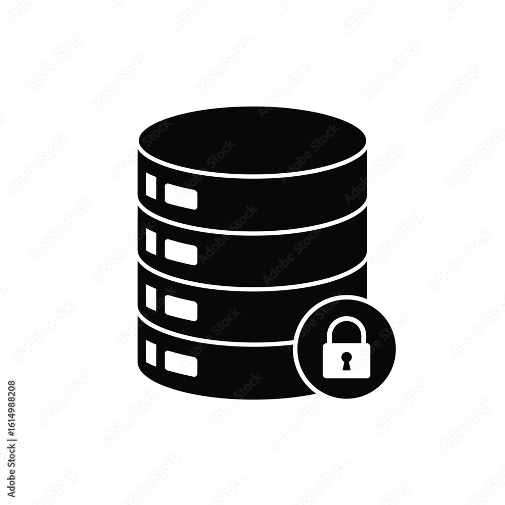 Poster secure database stack icon lock