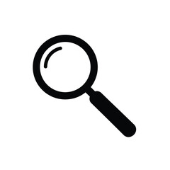 Black magnifying glass icon on white background vector