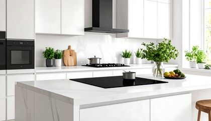 Fototapeta premium Modern white kitchen interior