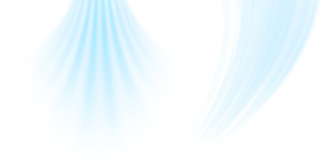 Air flow set of vector elements on a white background. Abstract light effect blowing from an air conditioner, purifier or humidifier. Dynamic blurred flow motion 