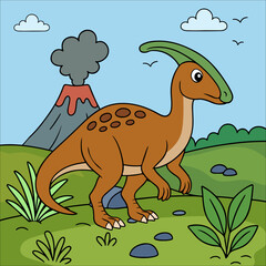 Parasaurolophus Dinosaur Children Coloring Pages