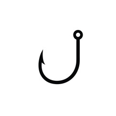 Black fishing hook icon sharp