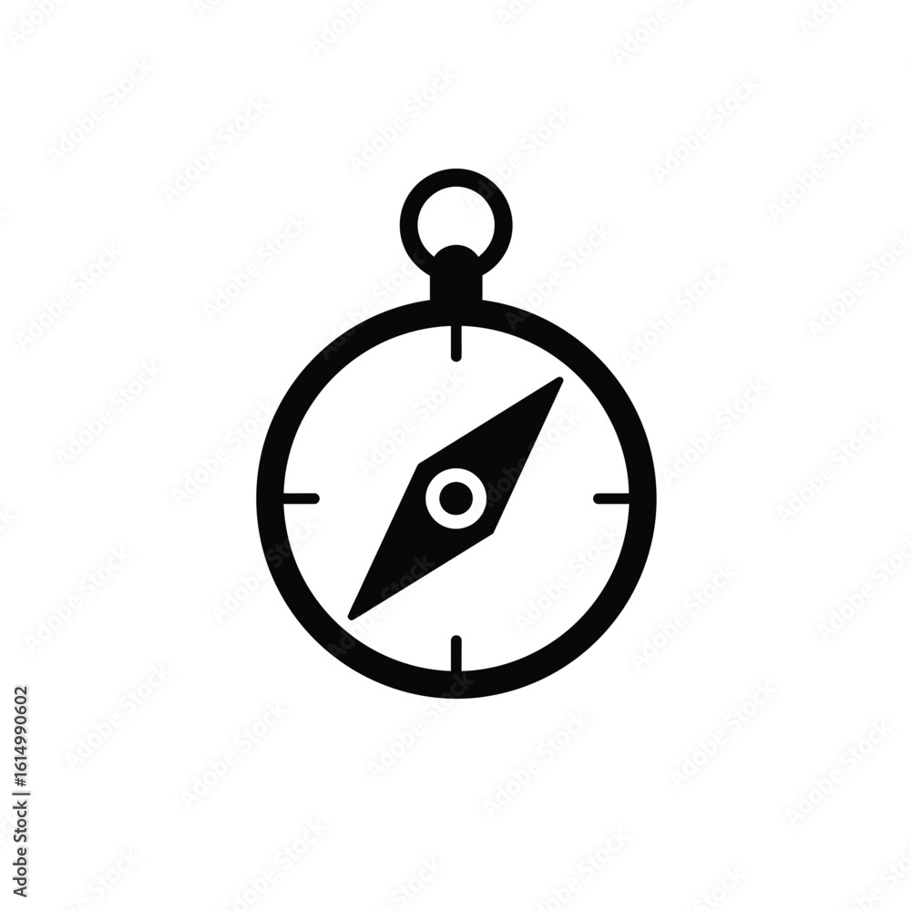 Poster black compass icon with arrow navigation direction