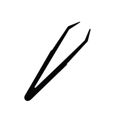 Black tweezers icon on white background tool instrument