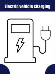 Electric vehicle charging station icons with power plug