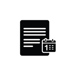 Fototapeta premium Document with calendar date icon black