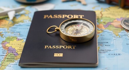 A passport and compass on a world map, planning a global journey and adventure with code AIzaSyA4MiyLO_iMNz9cmtUvUYng6zwvjaqQWt8.