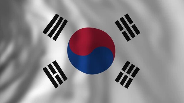 South korean flag waving gently in the wind