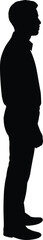 Minimalist silhouette of standing person—black human outline illustration for conceptual design, identity themes, and abstract artwork