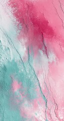 Abstract watercolor painting with pink, teal, and white hues
