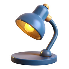 3d icon of a blue desk lamp with a warm yellow light, perfect for studying 3d icon isolated on transparent background