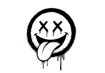 Vector art of graffiti smiley face with tongue out and x eyes