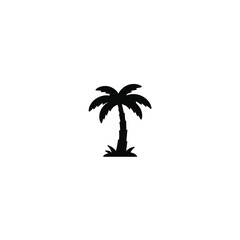 Black palm tree silhouette icon vector