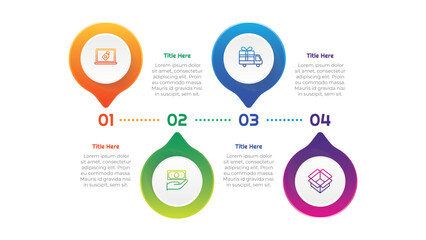 4 Steps Gradient Circle Infographic Element. Modern and clean design for presentations, reports, and web