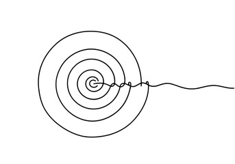 Vector art of a single line drawing of a spiral with a wavy tail