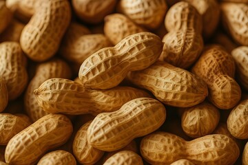 Close-up of Raw Peanuts in Shells, Macro Photography, Healthy Snack