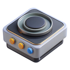 Fototapeta premium 3d icon of a modern single electric stove top burner with controls isolated on transparent background 3d icon