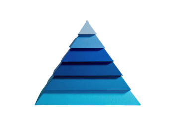 Blue layered pyramid graphic