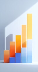 Ascending bar graphs, pastel colors, sunlit