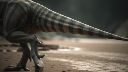 4k video of a child riding a dinosaur.