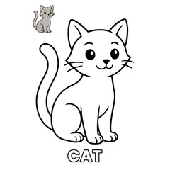 Cute Cat Animal Children Coloring Pages