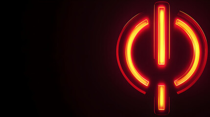 Fiery, glowing power button icon,  bright orange/red neon on dark background.  3D rendering