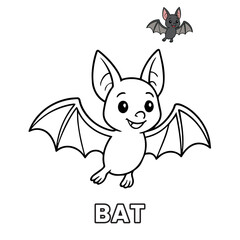 Cute Bat Animal Children Coloring Pages