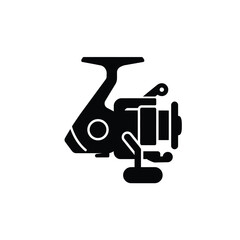 Black spinning reel icon fishing