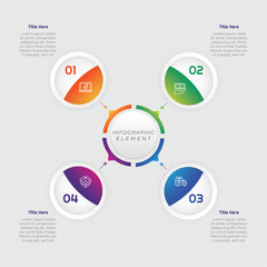 4 Steps Gradient Circle Infographic Element. Modern and clean design for presentations, reports, and web