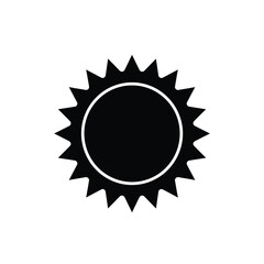 Black sun icon with sharp rays and circular outline