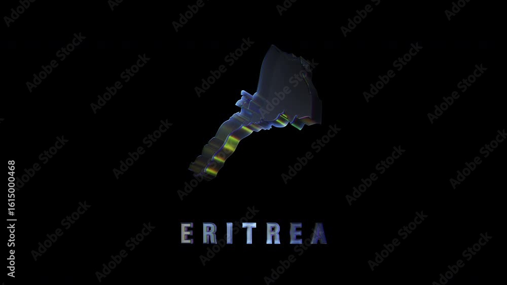Poster eritrea glass country map rotating on black background