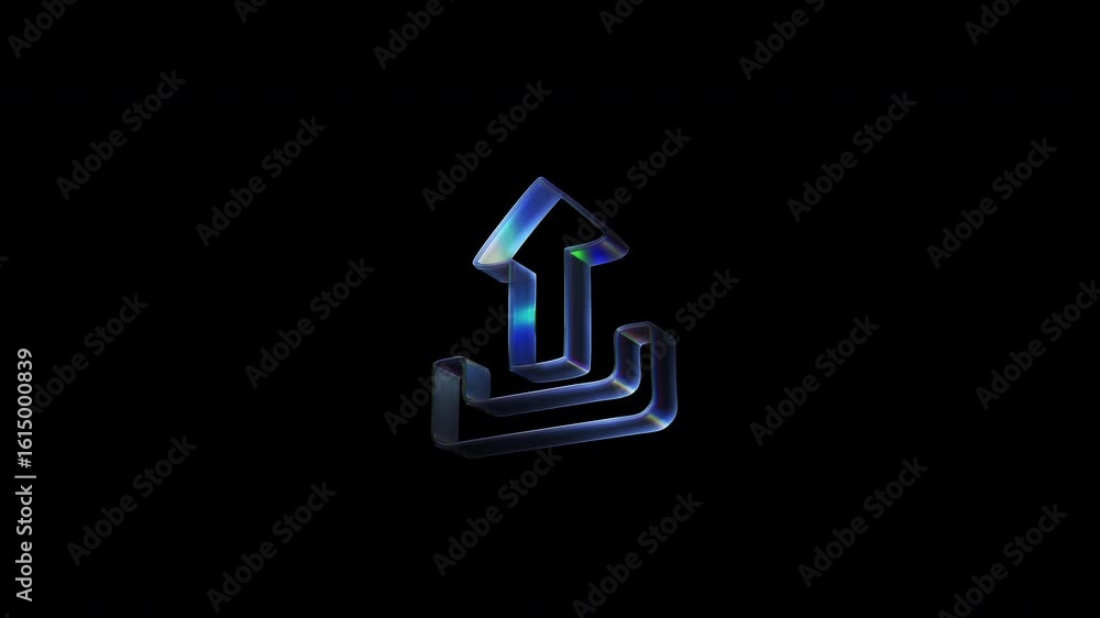 Poster rotating upload icon on black background