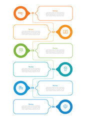6 Steps Outline Square Infographic Element. Modern and clean design for presentations, reports, and web