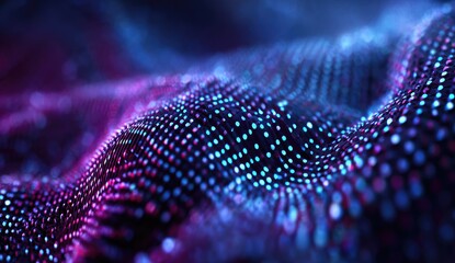 Abstract digital dots, vibrant colors, flowing wave