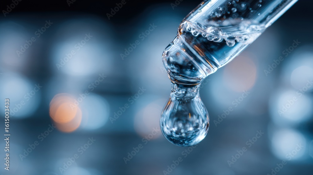 Poster nano filter analyzing water drops for health metrics with digital precision