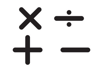 Obraz premium Plus minus multiply and divide sign. Vector icons with mathematical signs. Vector illustration . plus and minus signs 