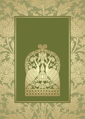 peacocks, feathers ,wedding card design, royal India	