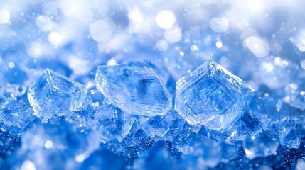 Close-up of beautiful, vibrant blue ice crystals.