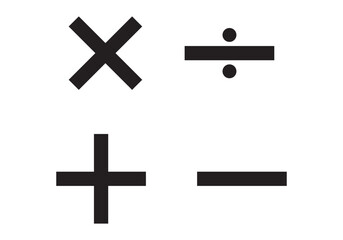 Obraz premium Plus minus multiply and divide sign. Vector icons with mathematical signs. Vector illustration . plus and minus signs 