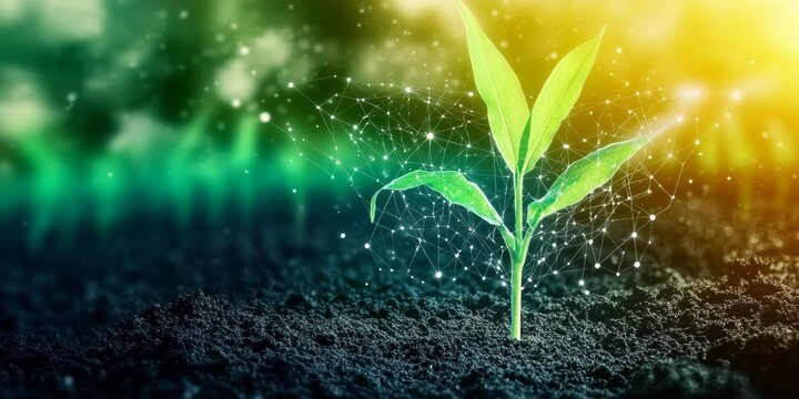 Maize seedling emerging from rich soil, symbolizing innovation and growth in agriculture.