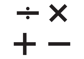 Plus minus multiply and divide sign. Vector icons with mathematical signs. Vector illustration . 
plus and minus signs	

