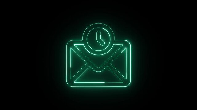 Scheduled Email Animation with Glowing Lines on Black Background