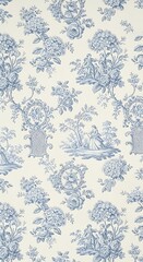 Delicate Vintage Floral Pattern in Blue and White for Timeless Elegance and Charm