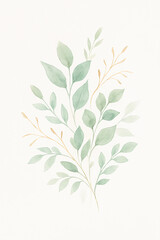 Fototapeta premium Watercolor depiction of gentle green leaves embracing the simplicity of nature in a calming botanical