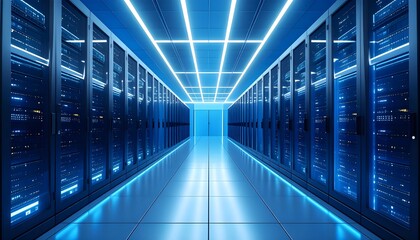 Futuristic server corridor