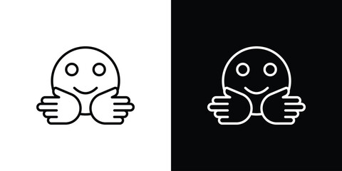 Hugging emoji icon vector illustration - high quality black style vector icons