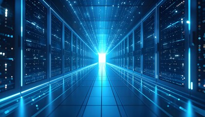 Futuristic server corridor