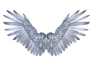 Fototapeta premium 3D rendered illustration of majestic white angel wings with layered feathers, isolated on transparent background