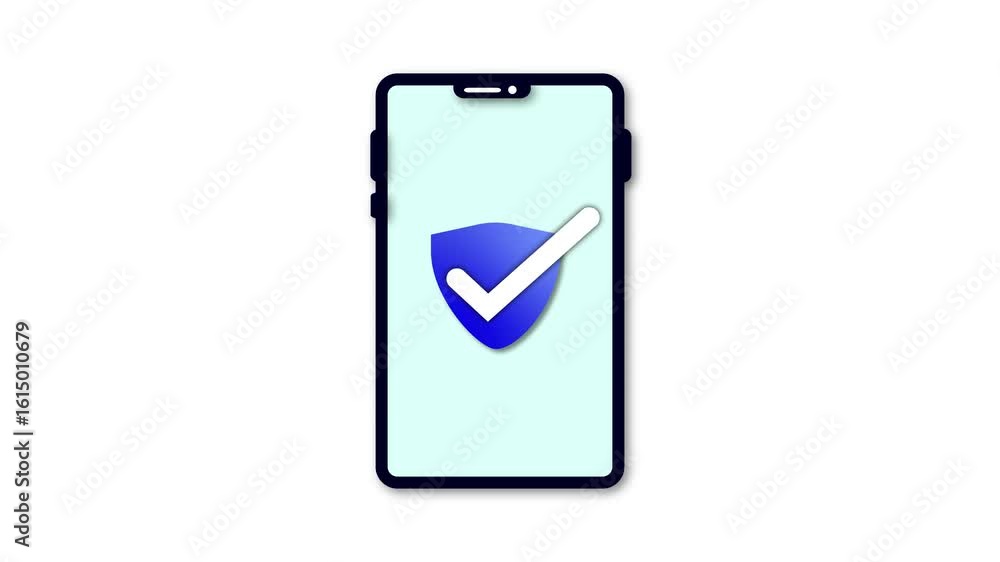 Aufkleber digital protection motion graphic featuring approved checkmark and secure mobile app technology. ani