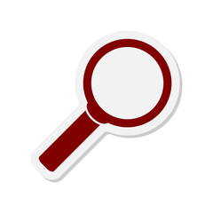 Magnifying glass sticker icon isolated on transparent background
